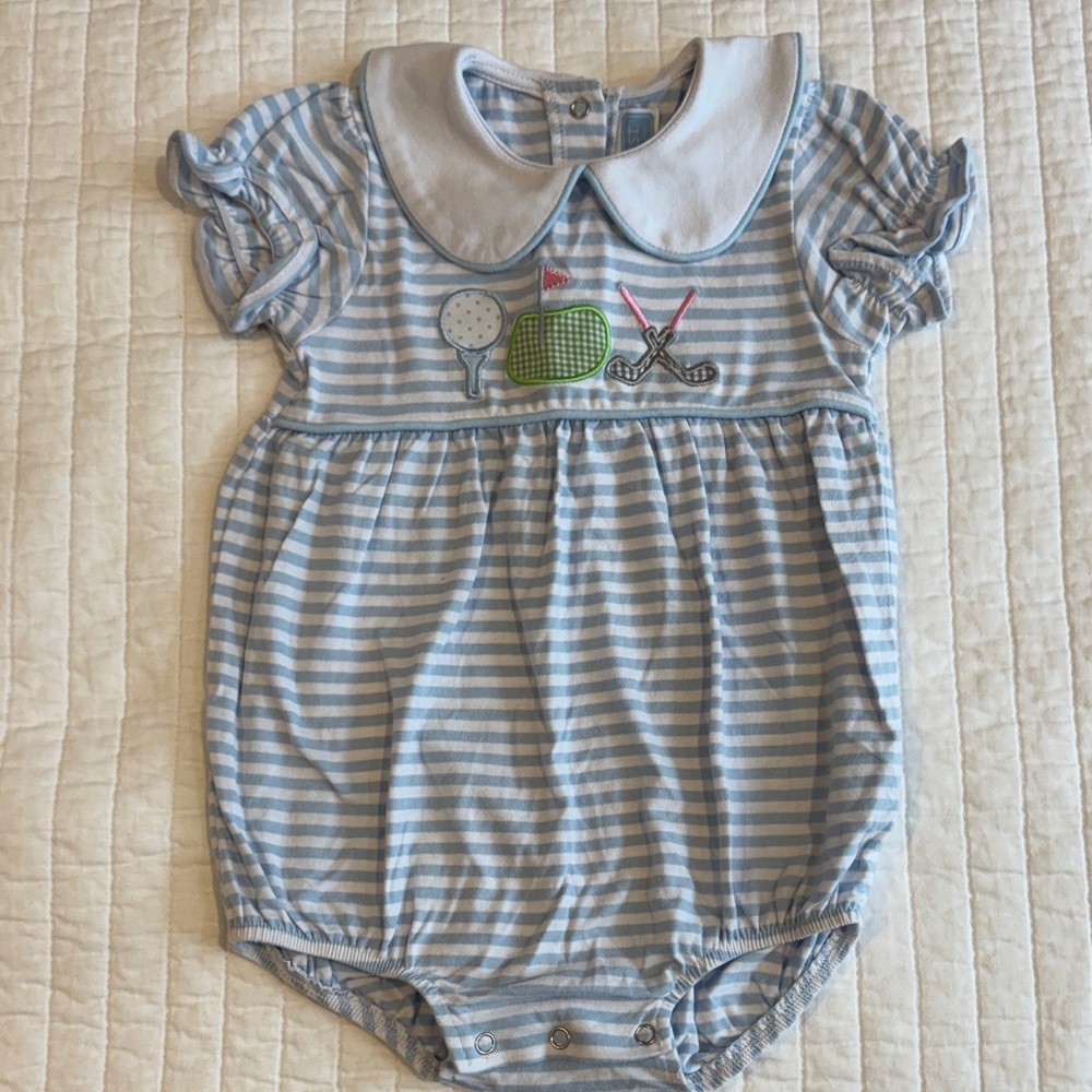 Striped Blue and White Kids One Piece